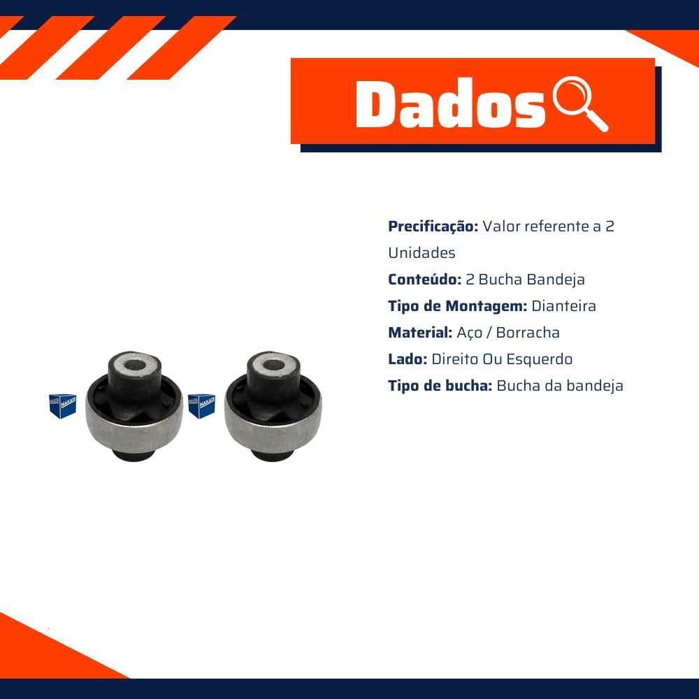 Par de Bucha Bandeja Dianteira - Nakata - NB14006