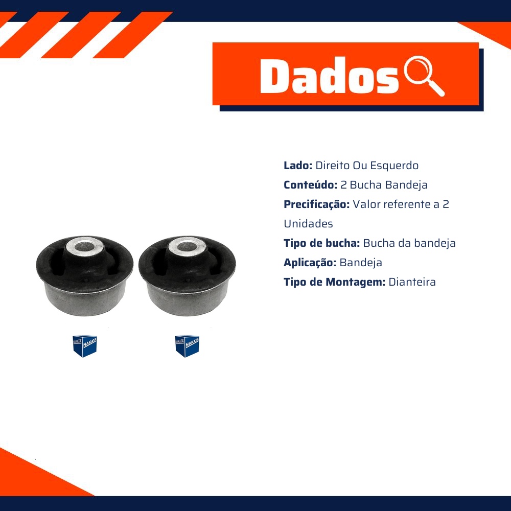 Par de Bucha da Bandeja Dianteira para Chevrolet Meriva e Montana - Nakata - NB13004