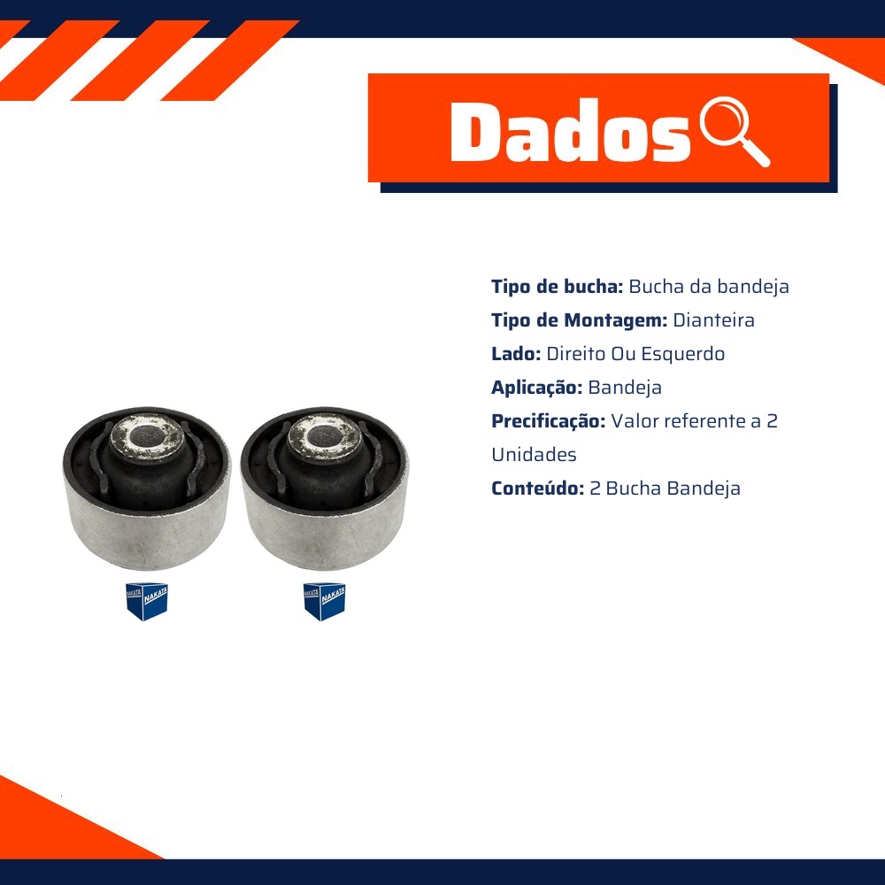 Par de Bucha Bandeja Dianteira - Nakata - NB13007