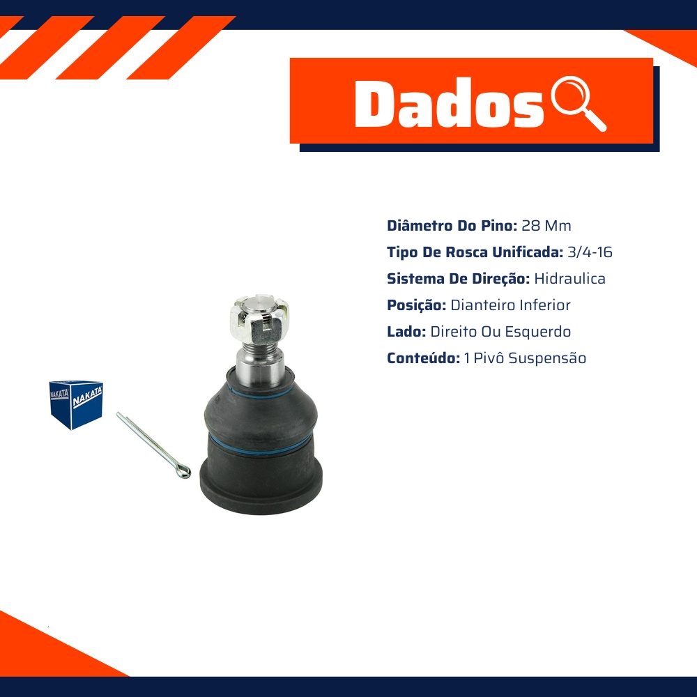 Pivô de Suspensão Dianteiro Inferior - Nakata - N 338