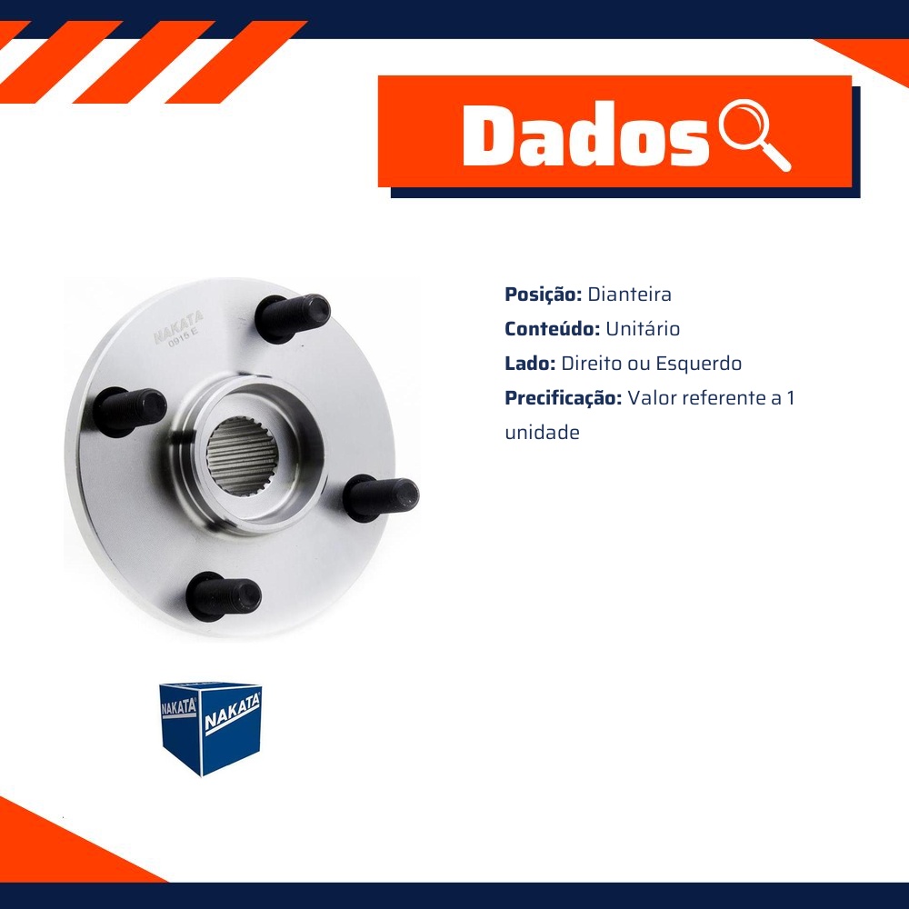 Cubo de Roda Dianteiro Direito ou Esquerdo para Toyota Corolla e Fielder - Nakata - NKF 8121