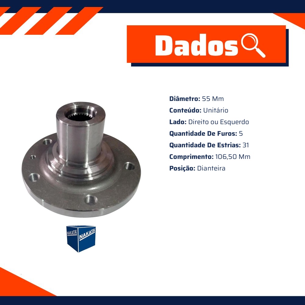 Cubo de Roda Dianteiro Direito ou Esquerdo 5 Furos para Renault Master - Nakata - NKF 8210