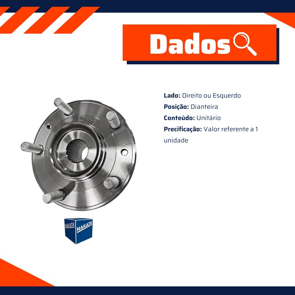Cubo de Roda Dianteiro Direito ou Esquerdo para Ford Fusion - Nakata - NKF 8172