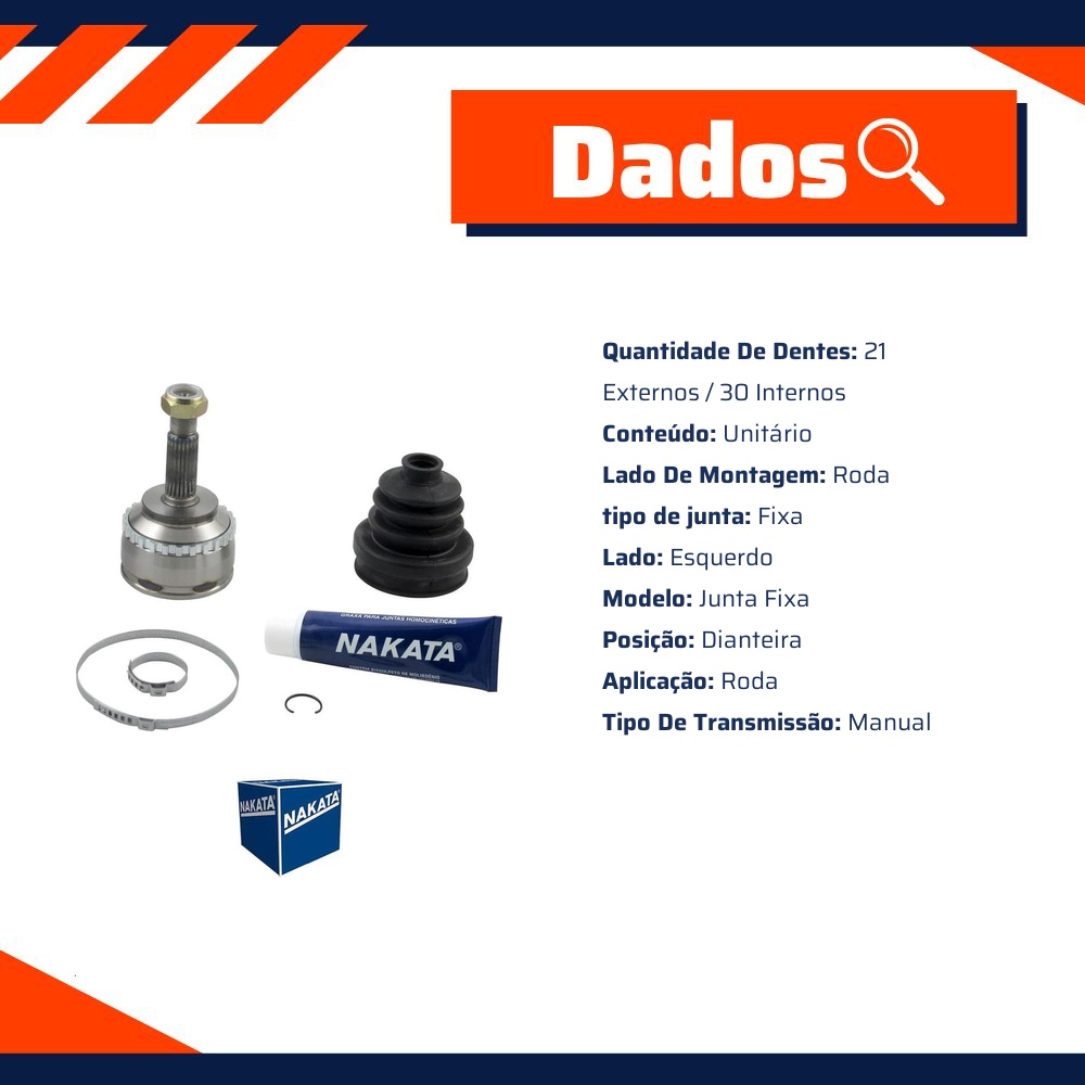 Junta Homocinética Dianteira Esquerda para Renault Clio e Clio Sedan - Nakata - NJH34-0273
