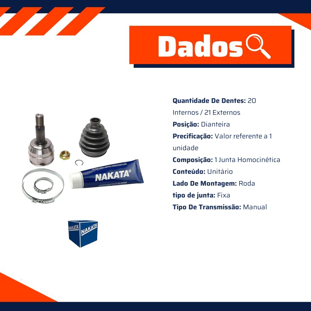 Junta Homocinética Dianteira Roda - Nakata - NJH48-5122