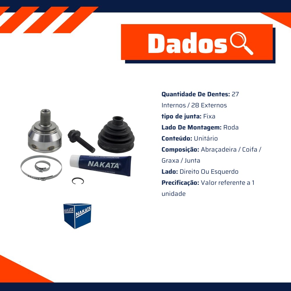 Junta Homocinética Roda para Volkswagen Amarok - Nakata - NJH10-1446