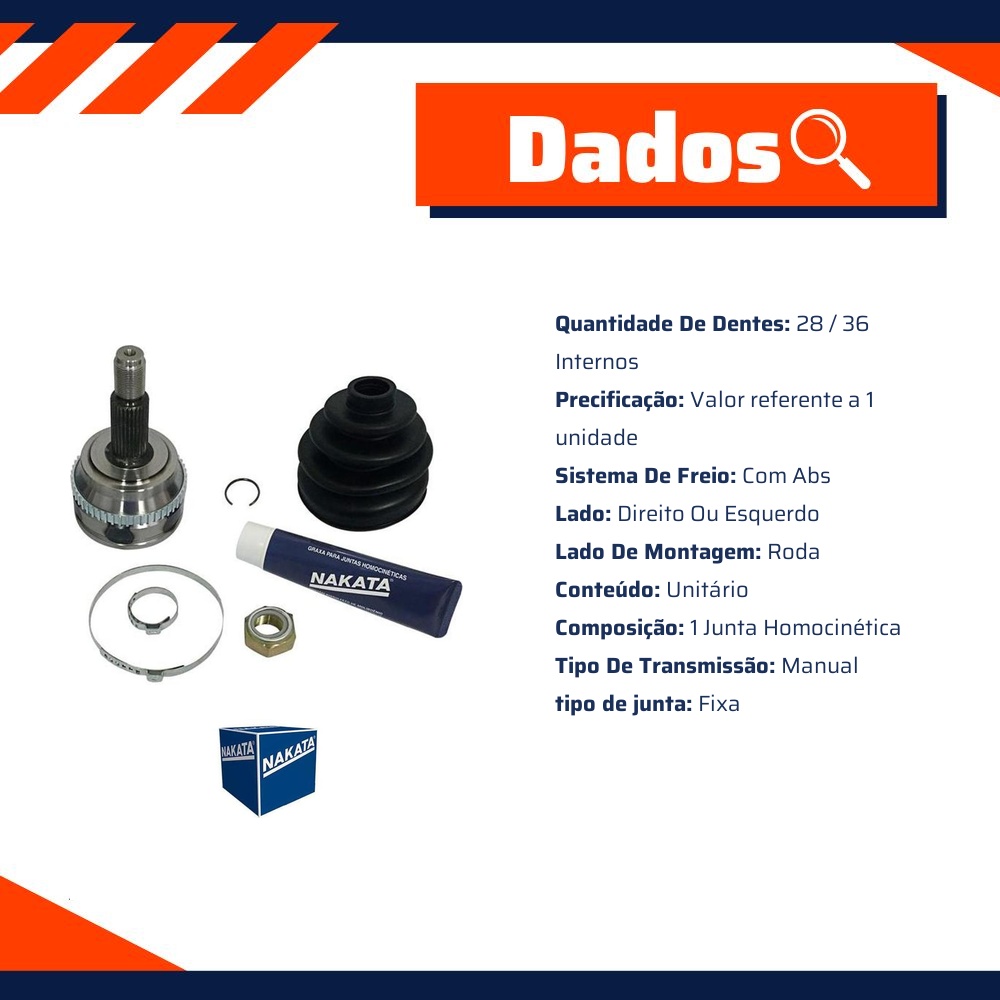 Junta Homocinética Roda para Renault Master - Nakata - NJH01-5576