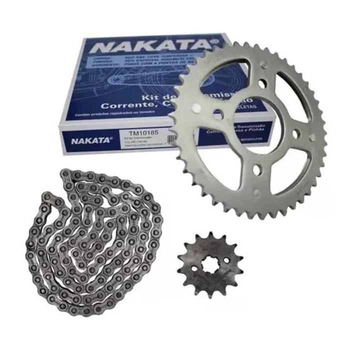 Kit da Coroa Pinhão e Corrente para Honda CG 160 - Nakata - TM10185