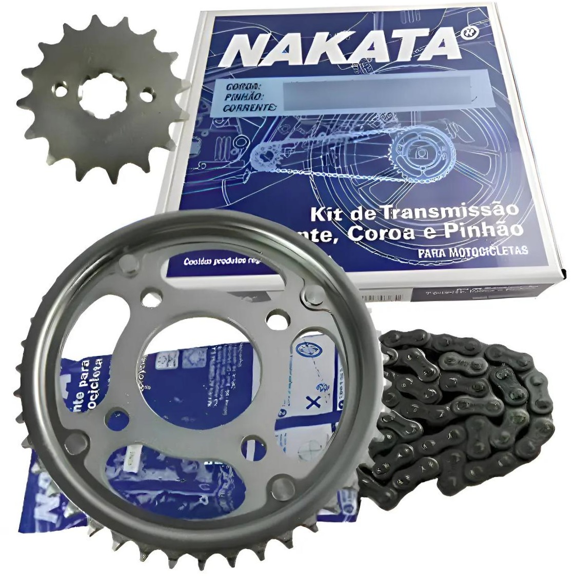 Kit da Coroa Pinhão e Corrente para Honda CG 160 - Nakata - TM10185