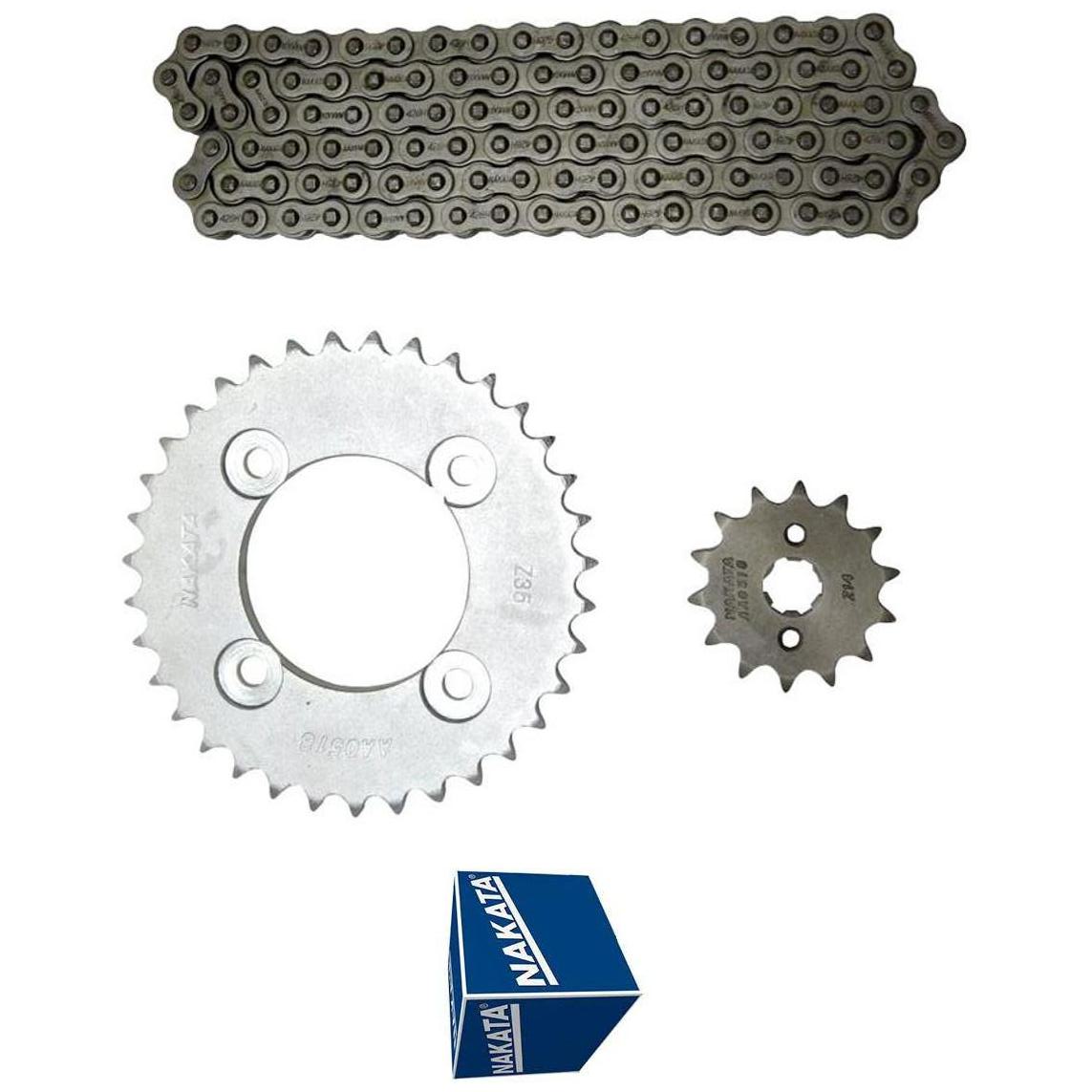 Kit da Coroa Pinhão e Corrente 35 14mm para Honda Pop 100 - Nakata - TM10155