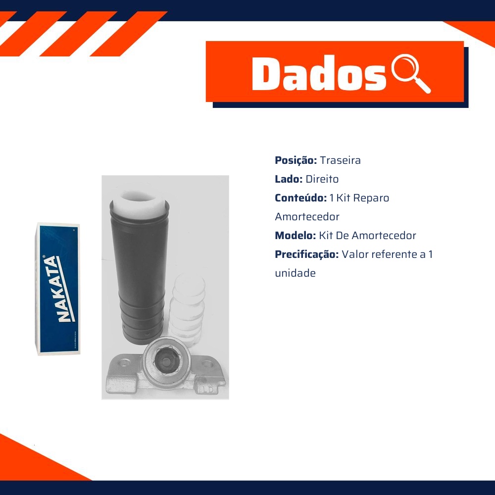 Kit de Reparo do Amortecedor Traseiro Direito - Nakata - NK0365D