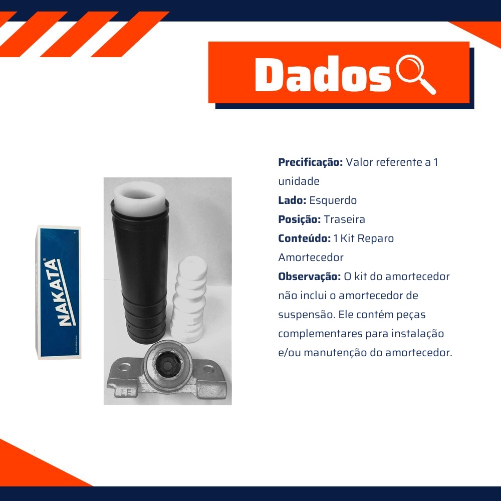 Kit de Reparo do Amortecedor Traseiro Esquerdo para Chevrolet Onix e Prisma - Nakata - NK0364E