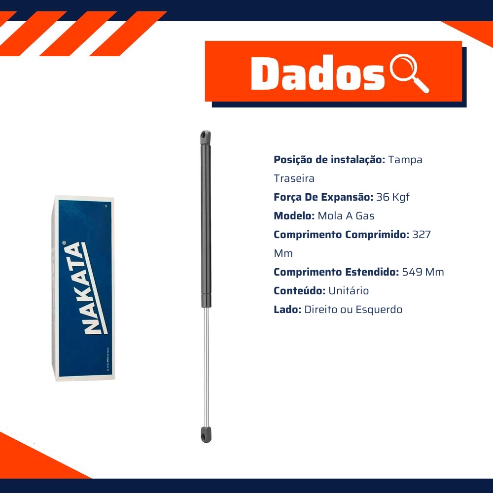Amortecedor Mola a Gás Traseiro Direito ou Esquerdo da Tampa Traseira para Chevrolet Kadett - Nakata - MG 16532