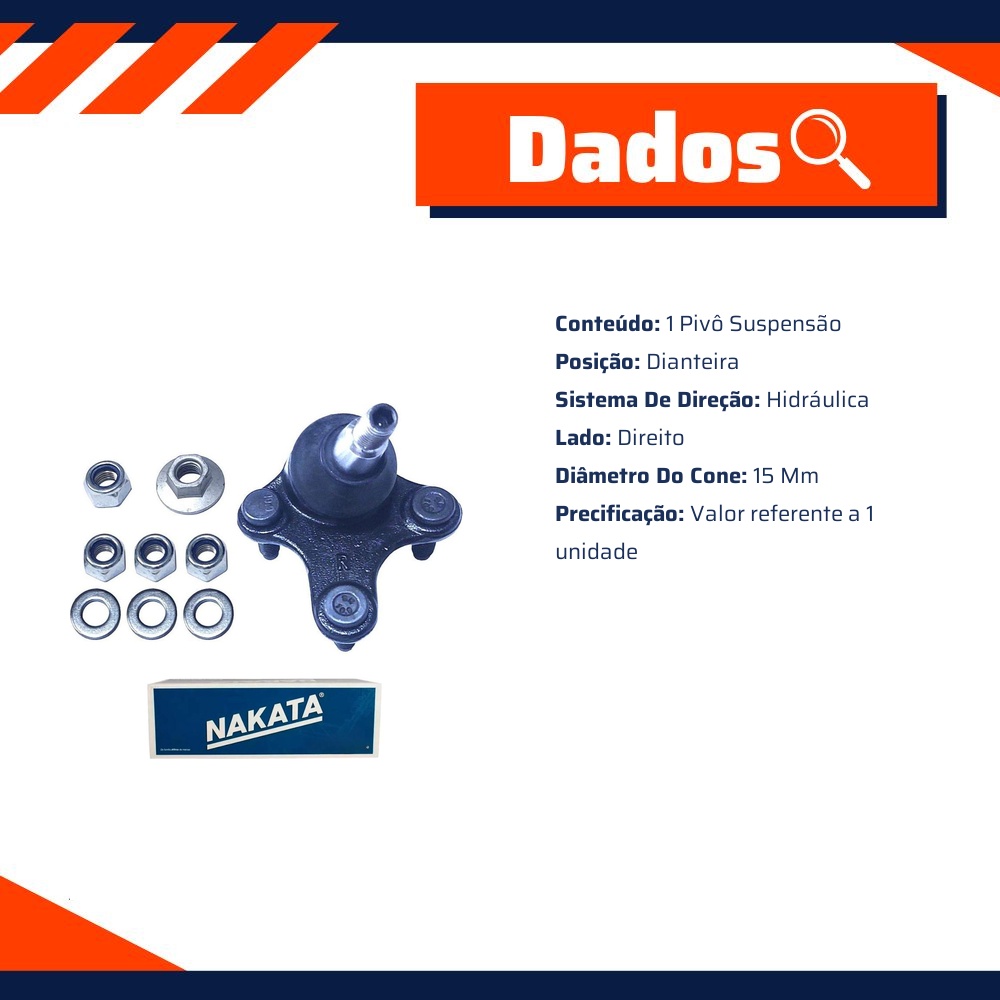 Pivô de Suspensão Dianteiro Direito - Nakata - N 97044