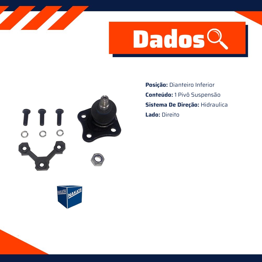 Pivô de Suspensão Dianteiro Inferior Direito - Nakata - N 1059