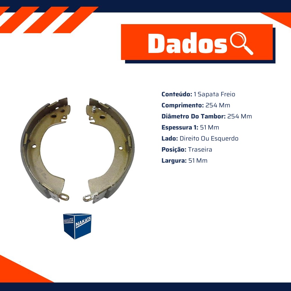Sapata de Freio para Mitsubishi L200 e L300 - Nakata - NKF 3074