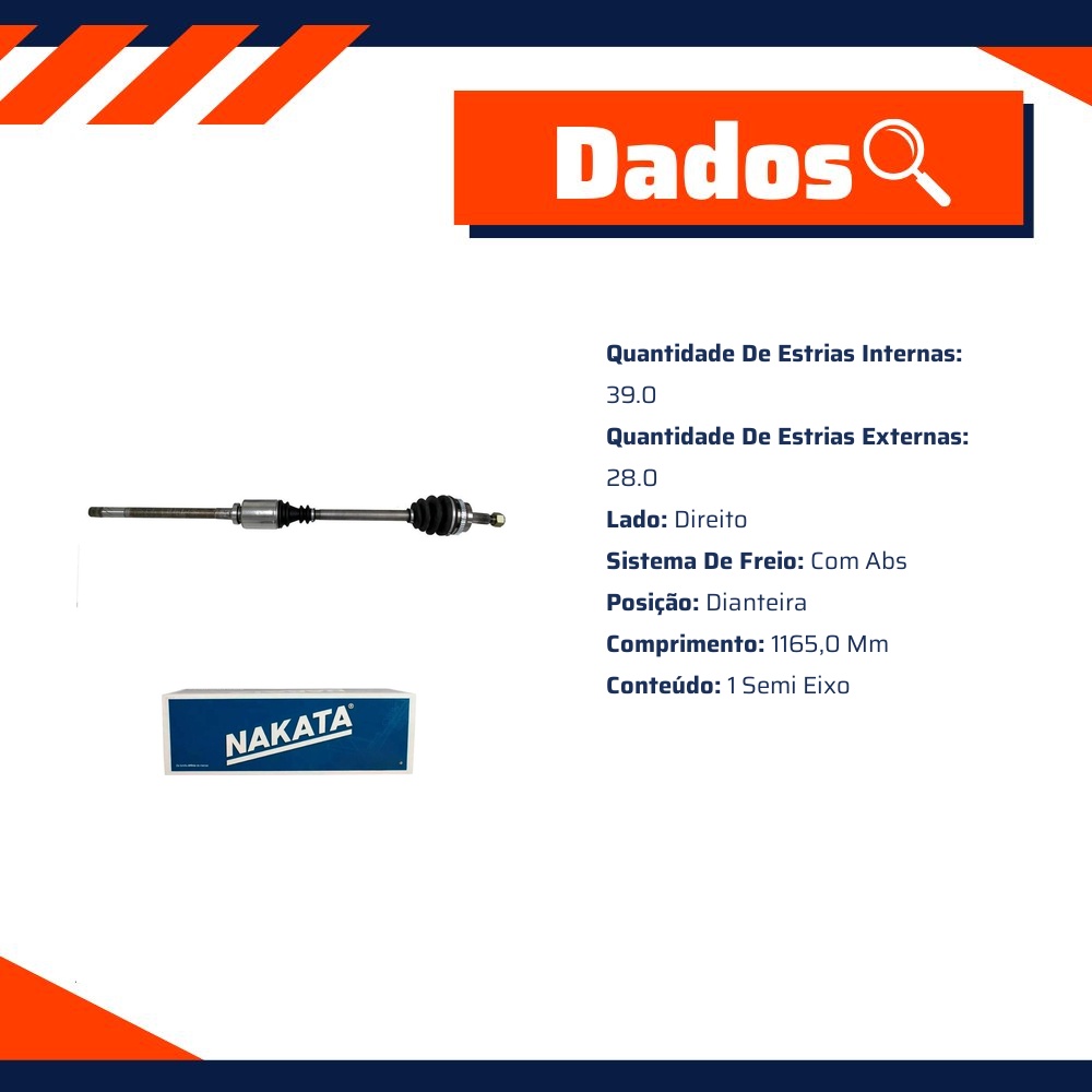 Semi Eixo Dianteiro Direito para Renault Master - Nakata - NJH03-895S