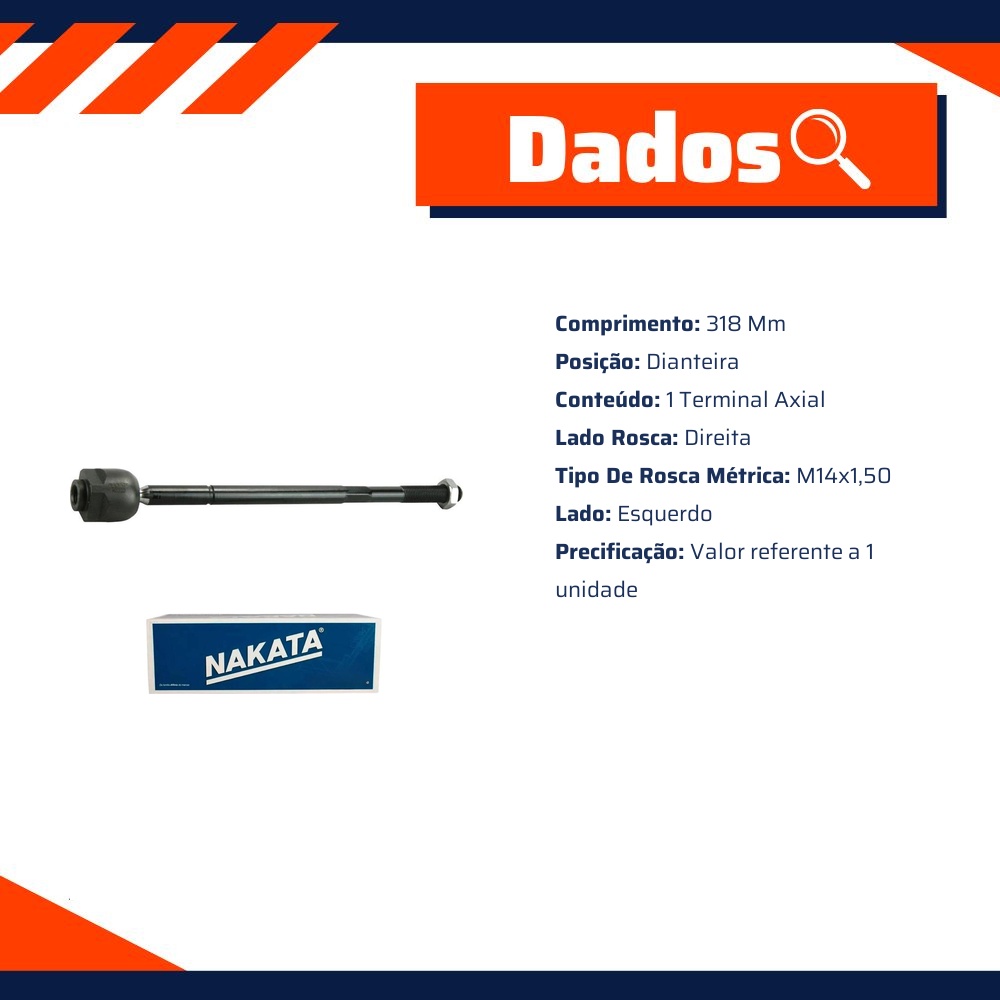 Terminal Axial Dianteiro para Fiat Bravo e Stilo - Nakata - N 96025