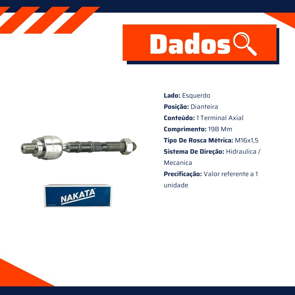 Terminal Axial Dianteiro para Hyundai IX35 e KIA Sportage - Nakata - N 99185