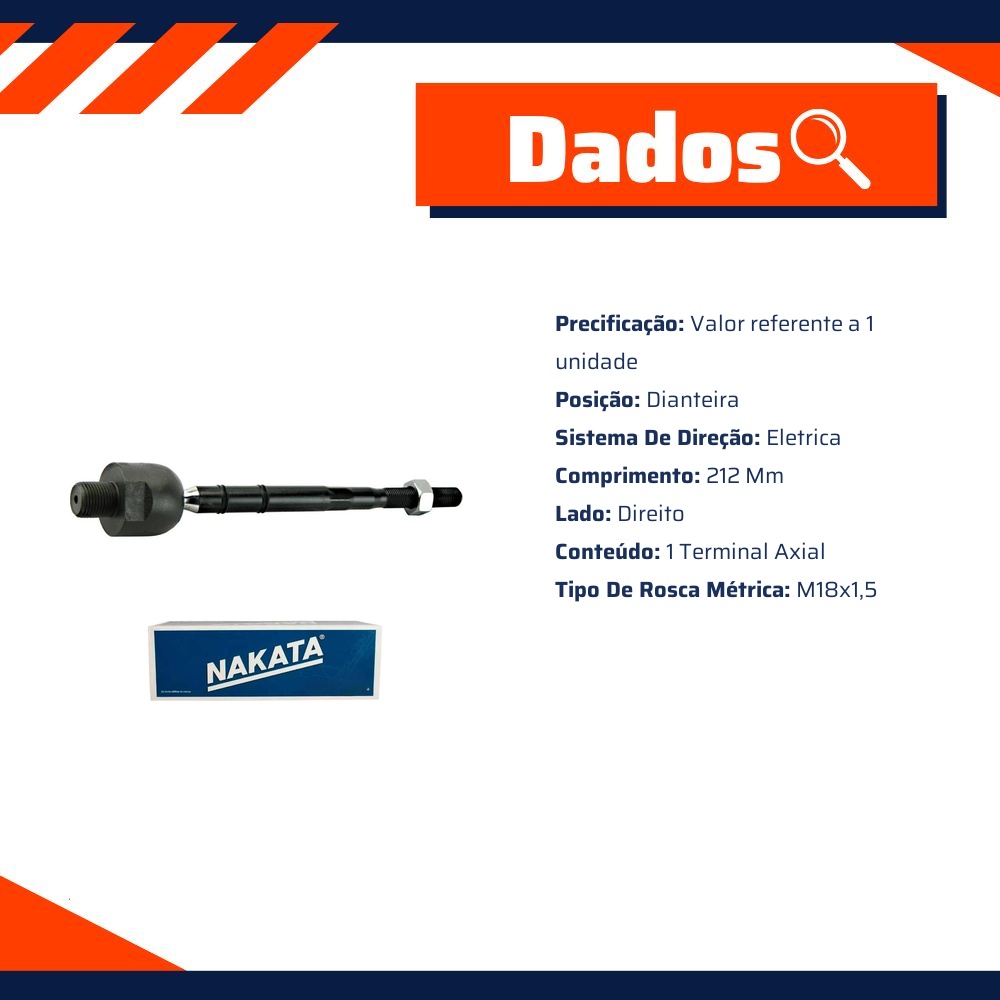 Terminal Axial Dianteiro Direito para Honda FIT - Nakata - N 99016