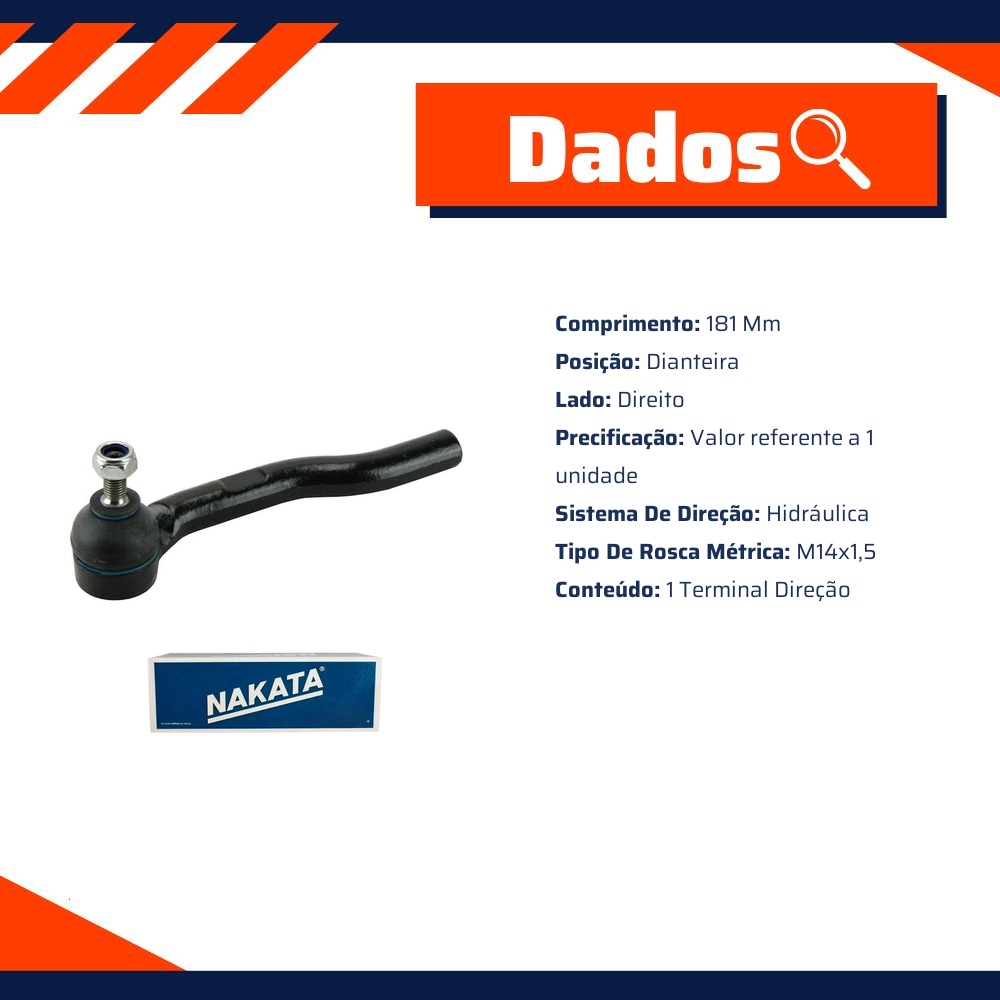 Terminal de Direção Dianteiro Direito para Honda City e FIT - Nakata - N 99120