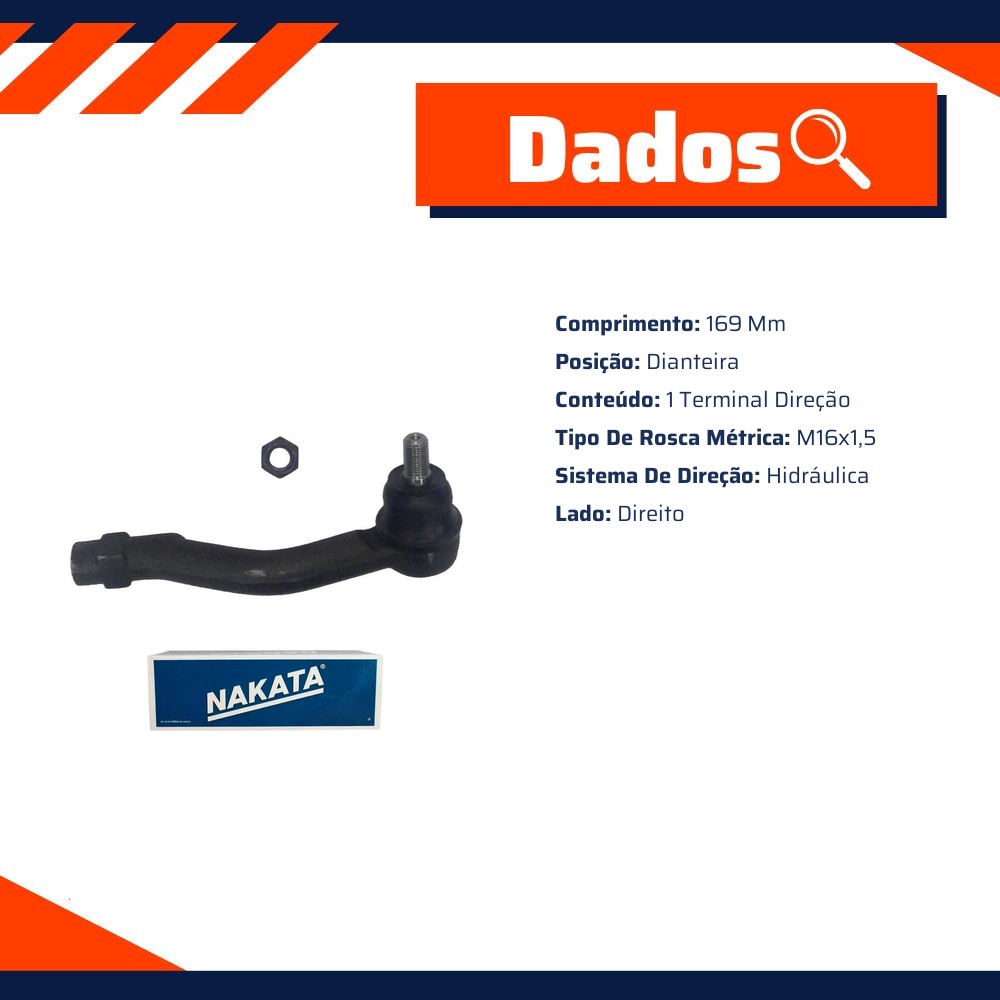 Terminal de Direção Dianteiro Direito para Hyundai Tucson e KIA Sportage - Nakata - N 99106