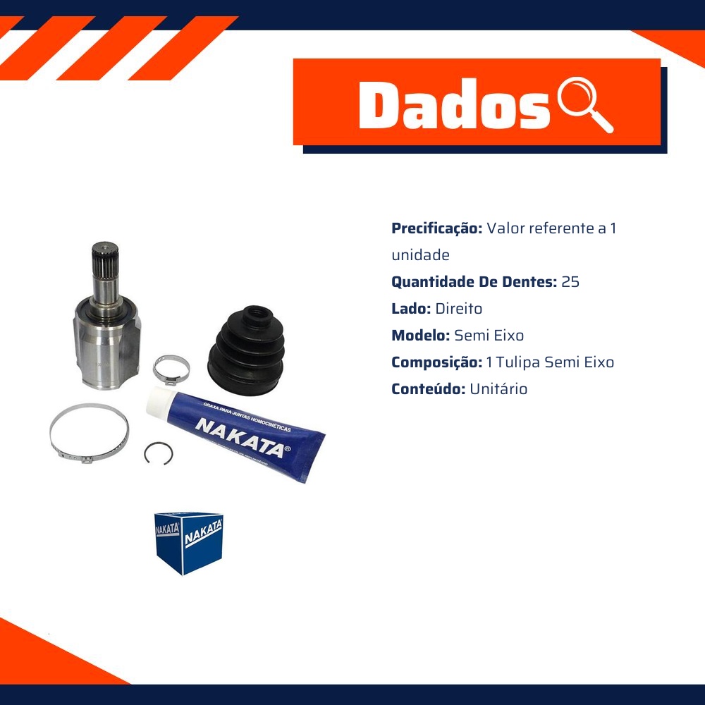 Tulipa Semi Eixo para Honda FIT - Nakata - NJH20-226D
