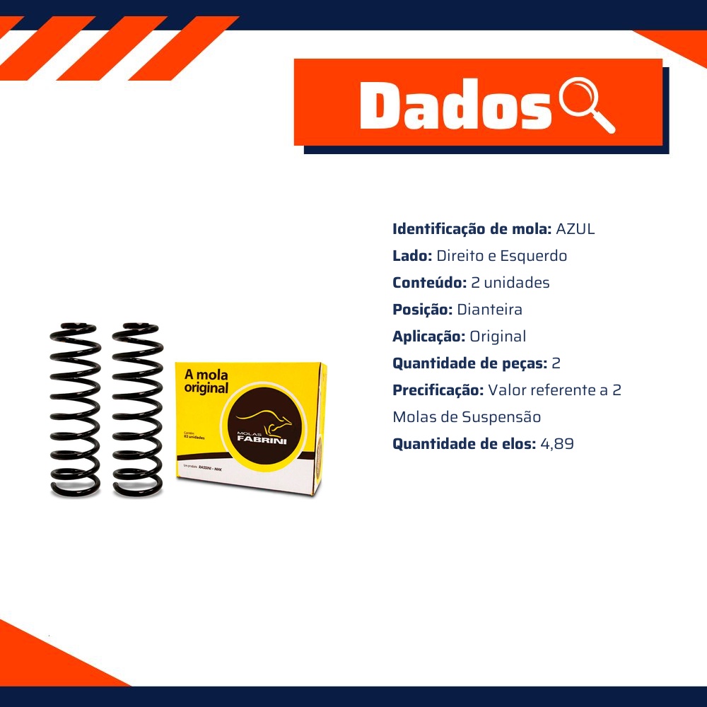 Par de Molas Dianteiras para Toyota Corolla - Fabrini - I-TO0642