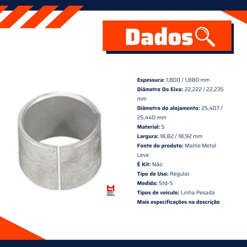 Bucha de Biela Std-S - Mahle Metal Leve - BG-163-U STD-S