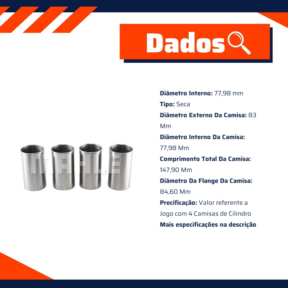 4 Camisas de Cilindro 0,50 - Mahle Metal Leve - C9019 0,50