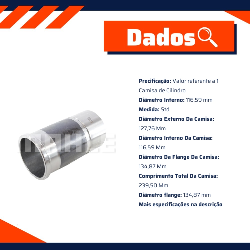 Camisa de Cilindro Std - Mahle Metal Leve - C9734 STD