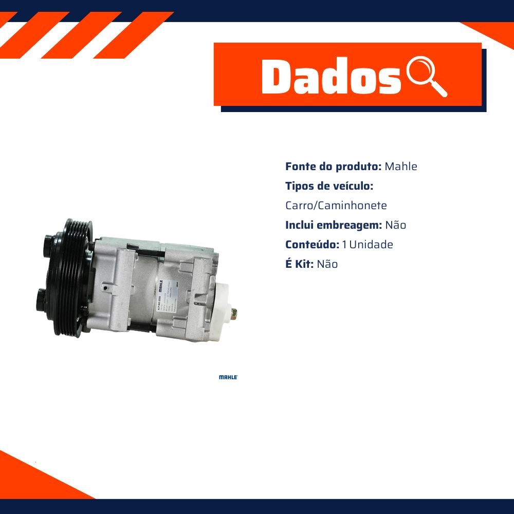 Compressor de Ar Condicionado - Mahle - ACP 845 000S