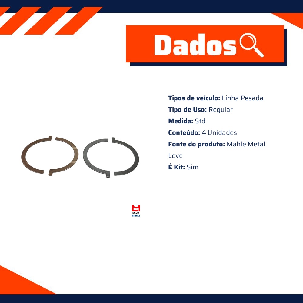 Jogo de Arruelas de Encosto Std - Mahle Metal Leve - AE-097-J STD