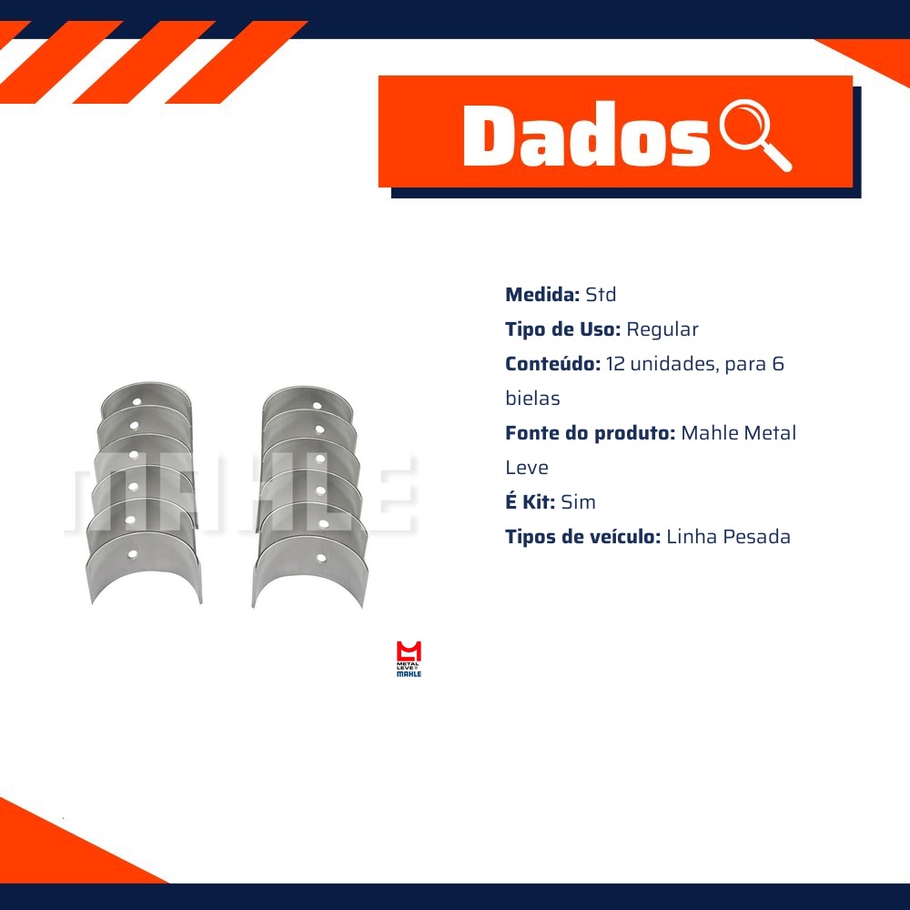 Jogo de Bronzina de Biela Std - Mahle Metal Leve - BB-068-J STD