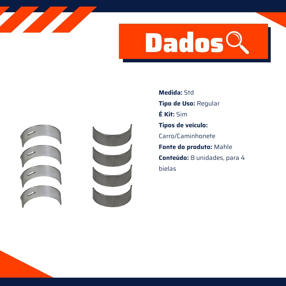 Jogo de Bronzina de Biela STD para Renault Trafic - Mahle - B18310 STD