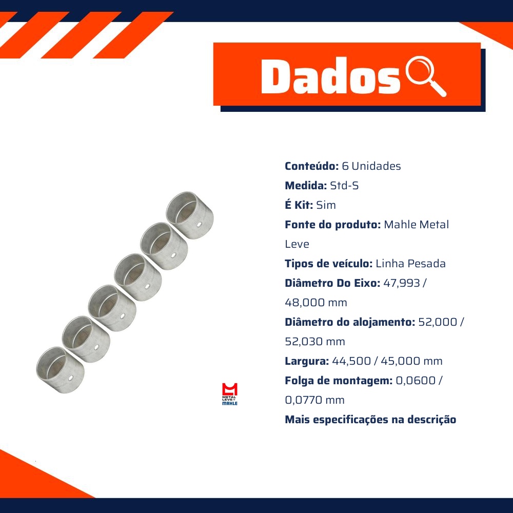 Jogo de Bucha de Biela Std-S - Mahle Metal Leve - BG-069-U STD-S