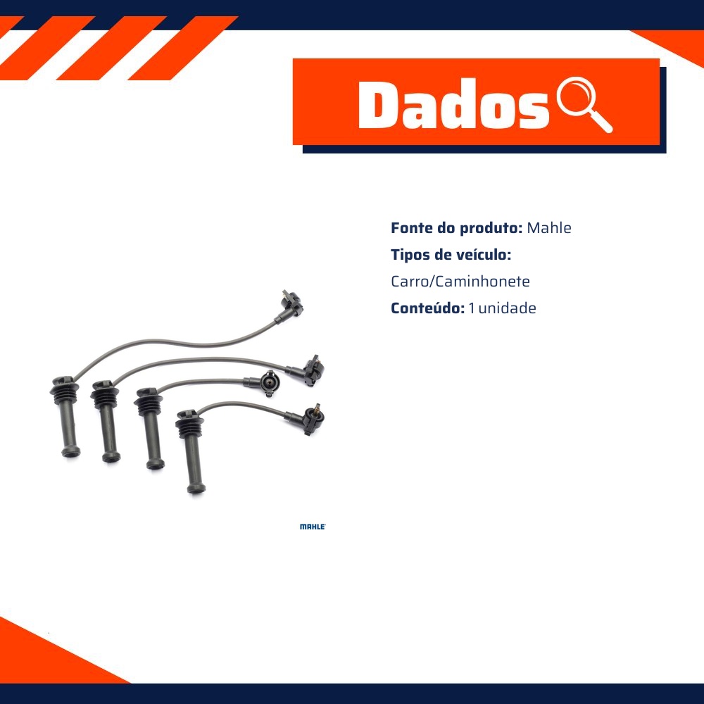 Jogo de Cabos de Vela para Ford Courier e Fiesta - Mahle - CV0590073