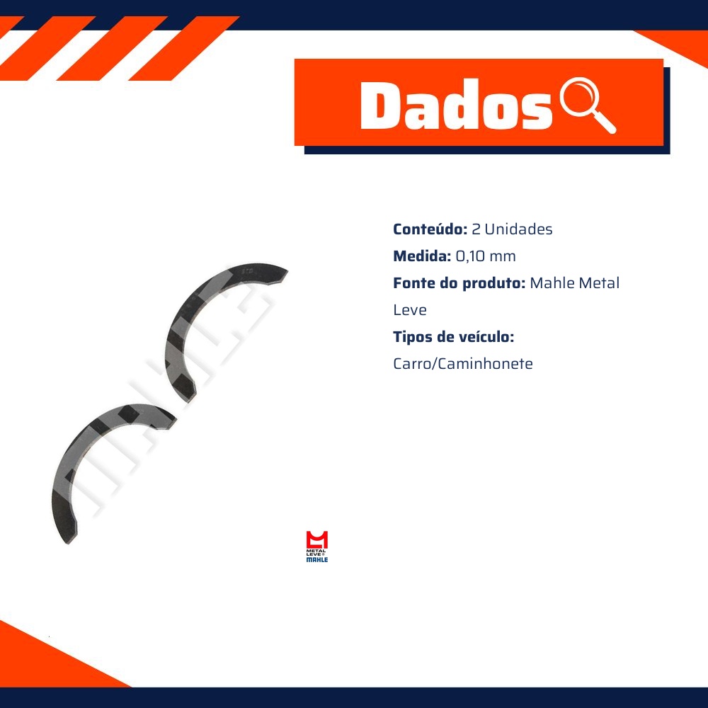 Par de Arruelas de Encosto Spa 0,10 - Mahle Metal Leve - SAE-060-J 0,10 SPA