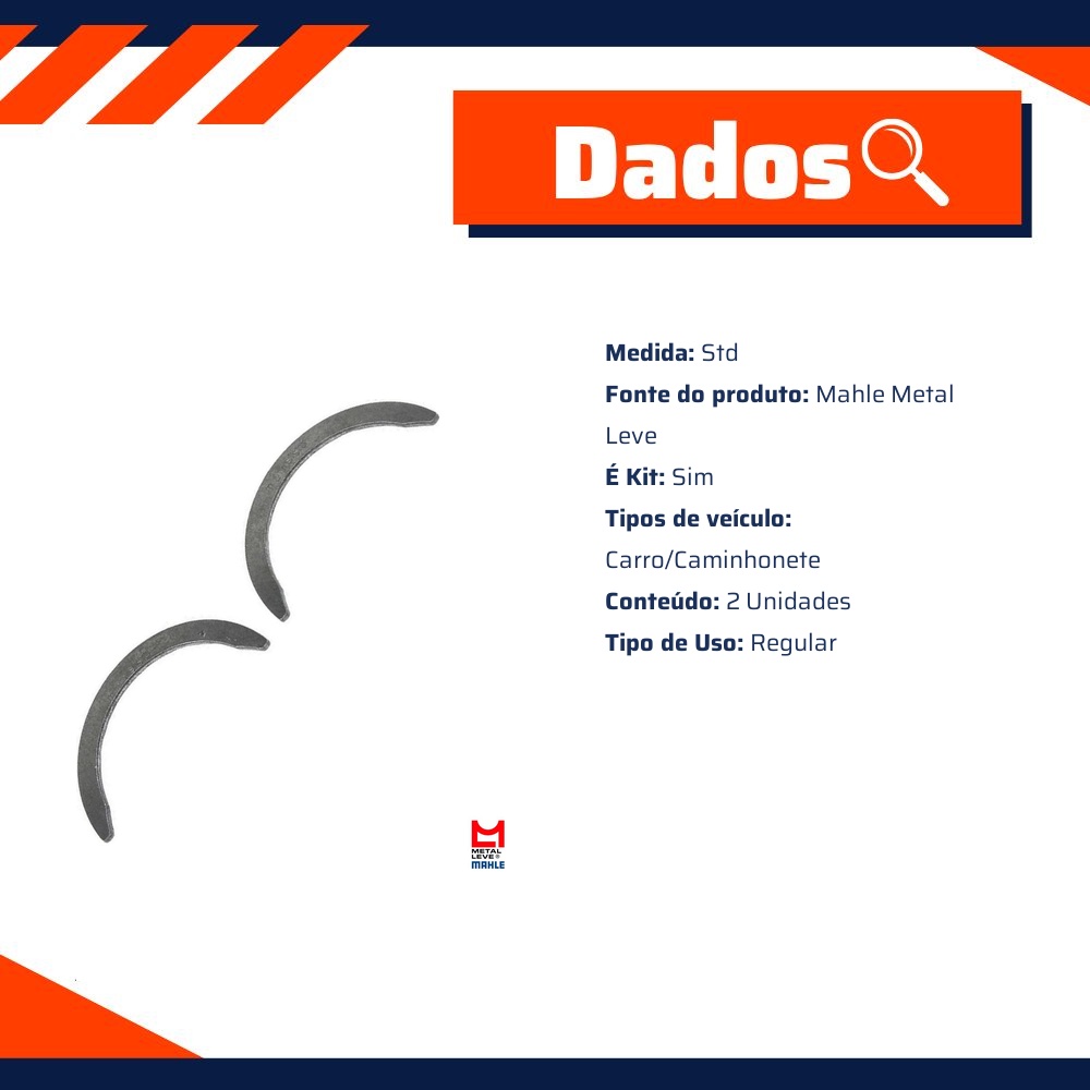 Par de Arruelas de Encosto Spa Std - Mahle Metal Leve - SAE-034-J STD SPA