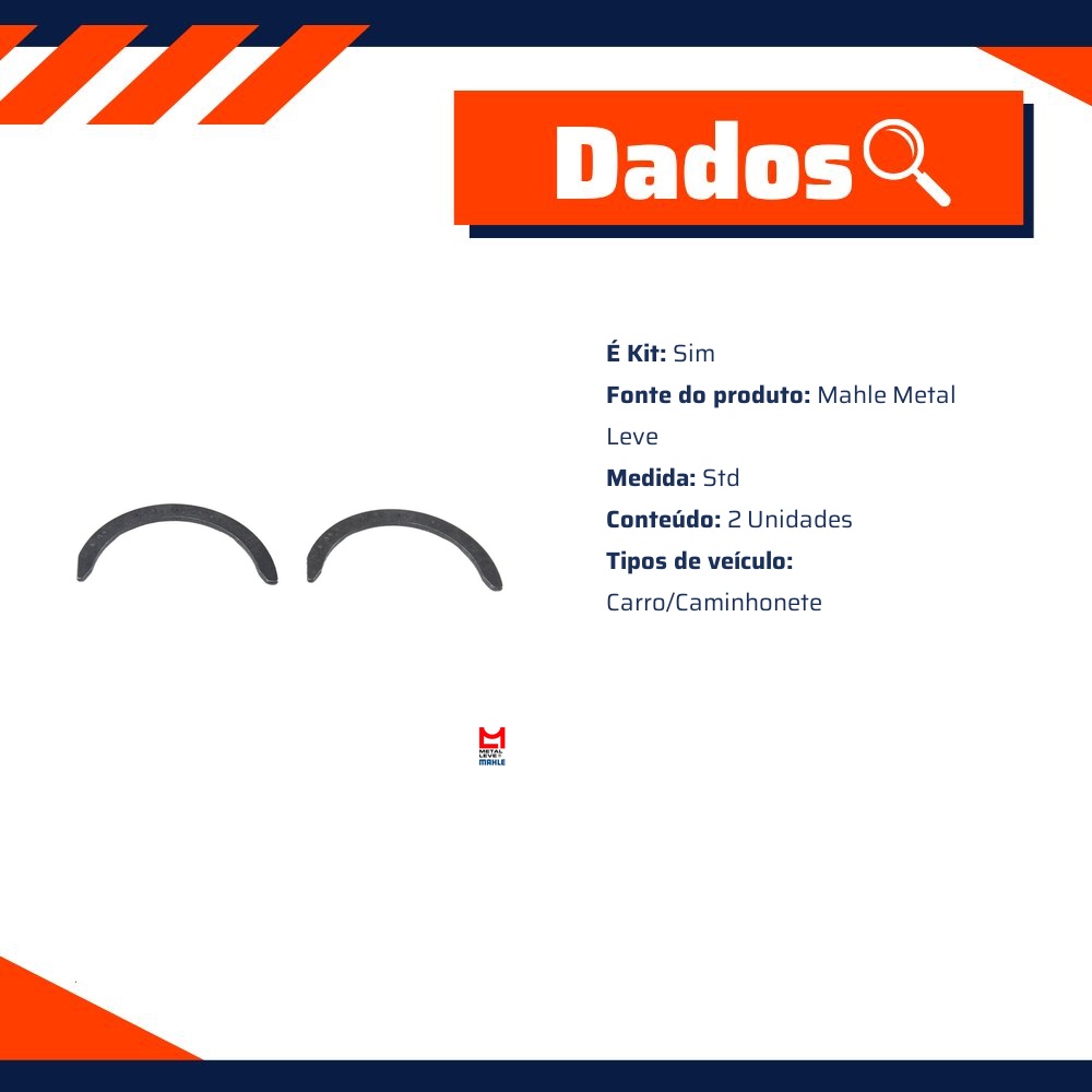 Par de Arruelas de Encosto STD - Mahle Metal Leve - AE-014-J STD