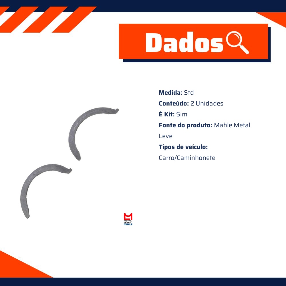 Par de Arruelas de Encosto Std - Mahle Metal Leve - AE-319-J STD