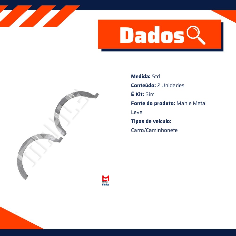 Par de Arruelas de Encosto STD para Renault Master - Mahle Metal Leve - AE-374-J STD