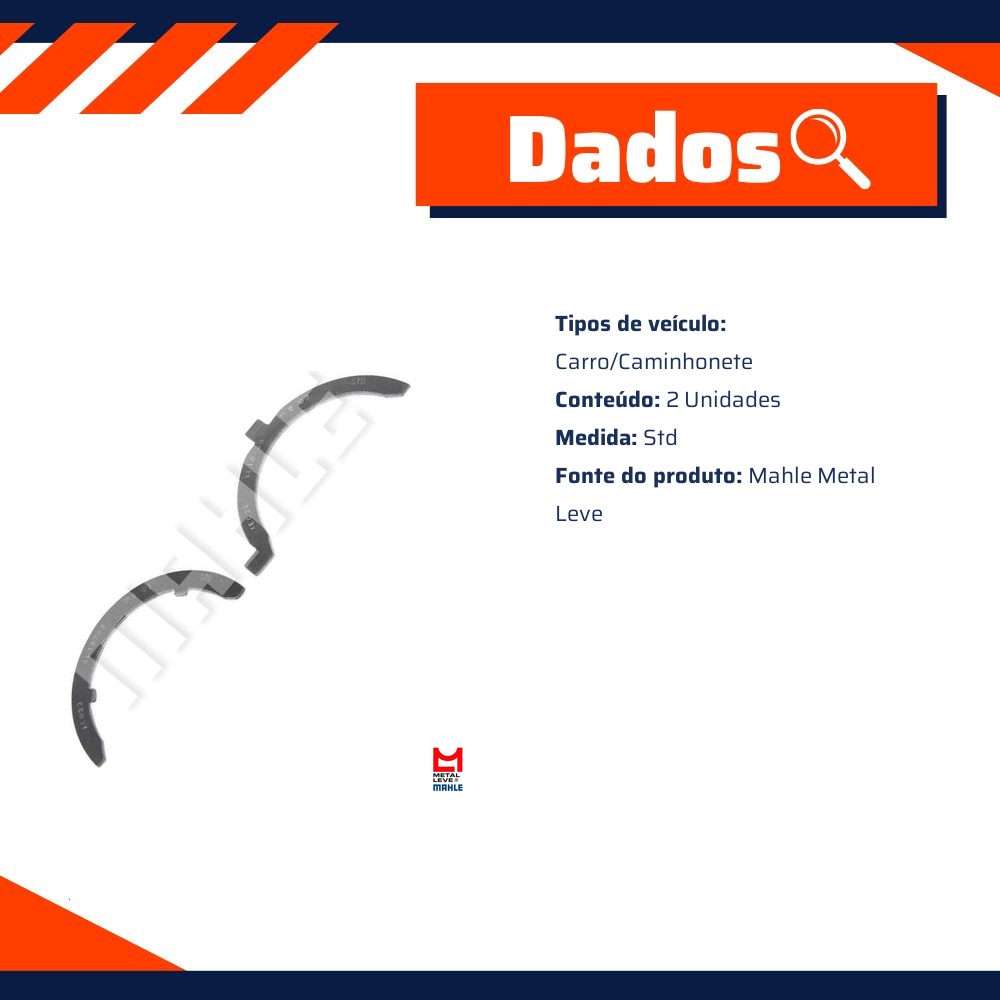 Par de Arruelas de Encosto Std - Mahle Metal Leve - AE-022-P STD