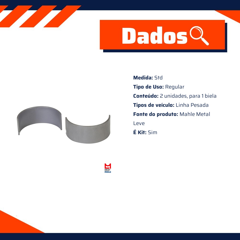 Par de Bronzina de Biela Spa Std - Mahle Metal Leve - SBB-144-P STD SPA