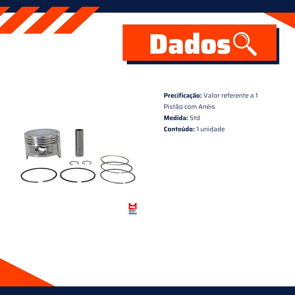 Pistão Com Anéis Std - Mahle Metal Leve - P&A9200 STD