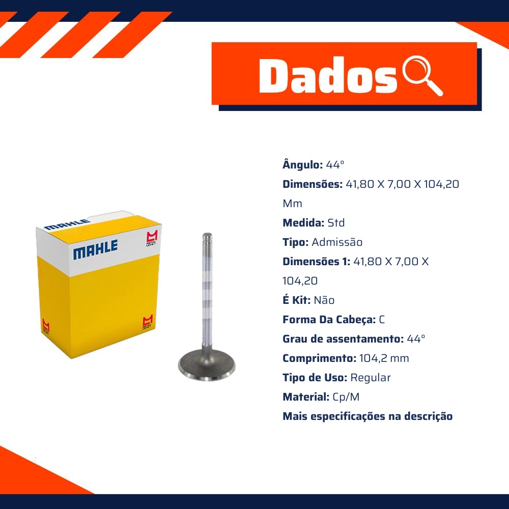 Válvula de Admissão - Mahle Metal Leve - VA0140040 STD