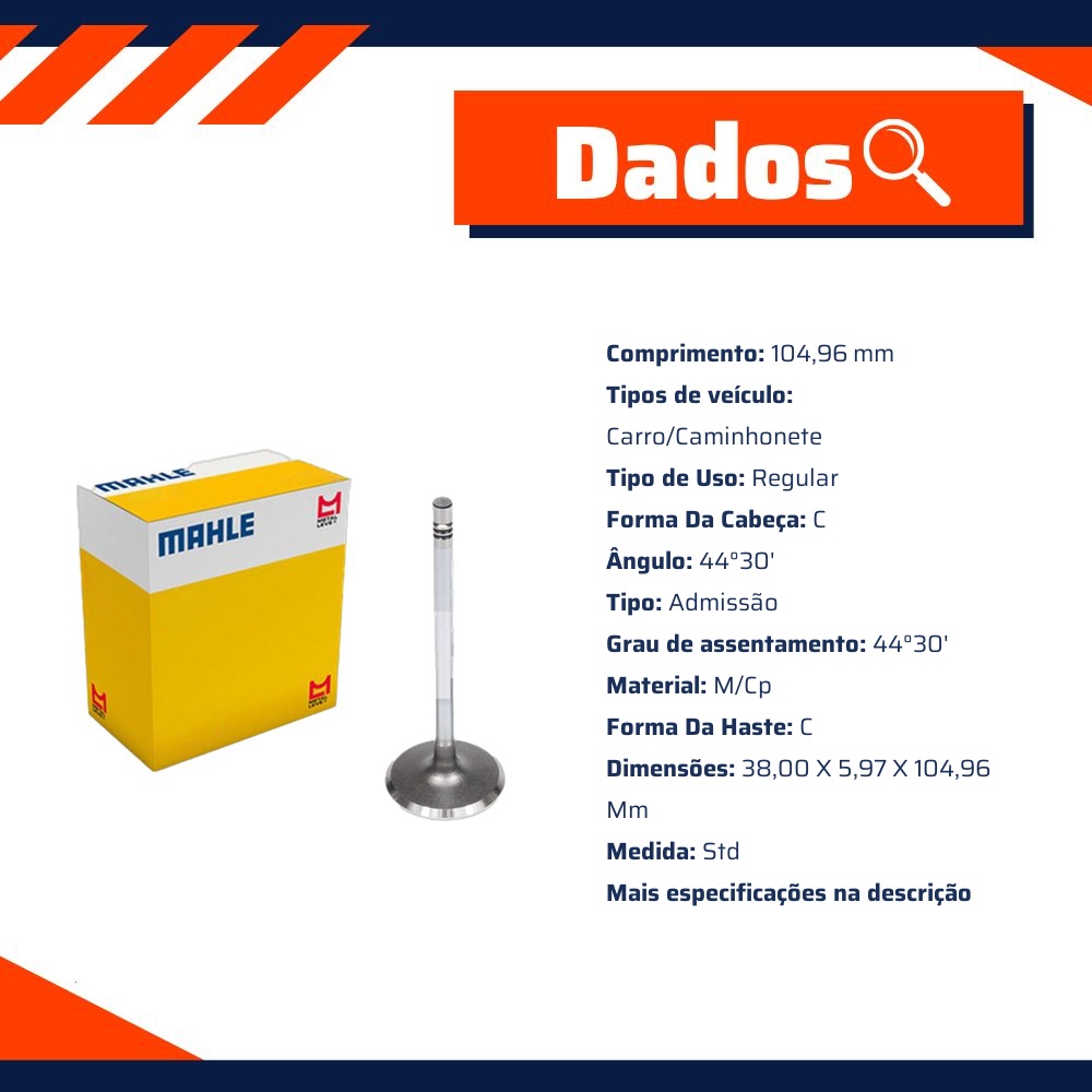 Válvula de Admissão - Mahle Metal Leve - VA0141396 STD