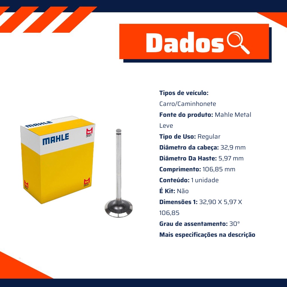 Válvula de Admissão - Mahle Metal Leve - VA0180421 STD