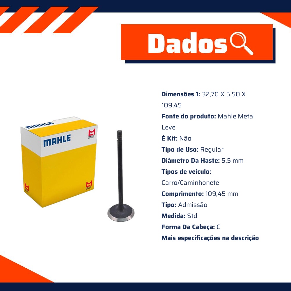 Válvula de Admissão - Mahle Metal Leve - VA0181746 STD