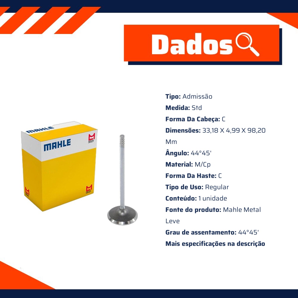 Válvula de Admissão - Mahle Metal Leve - VA0250271 STD